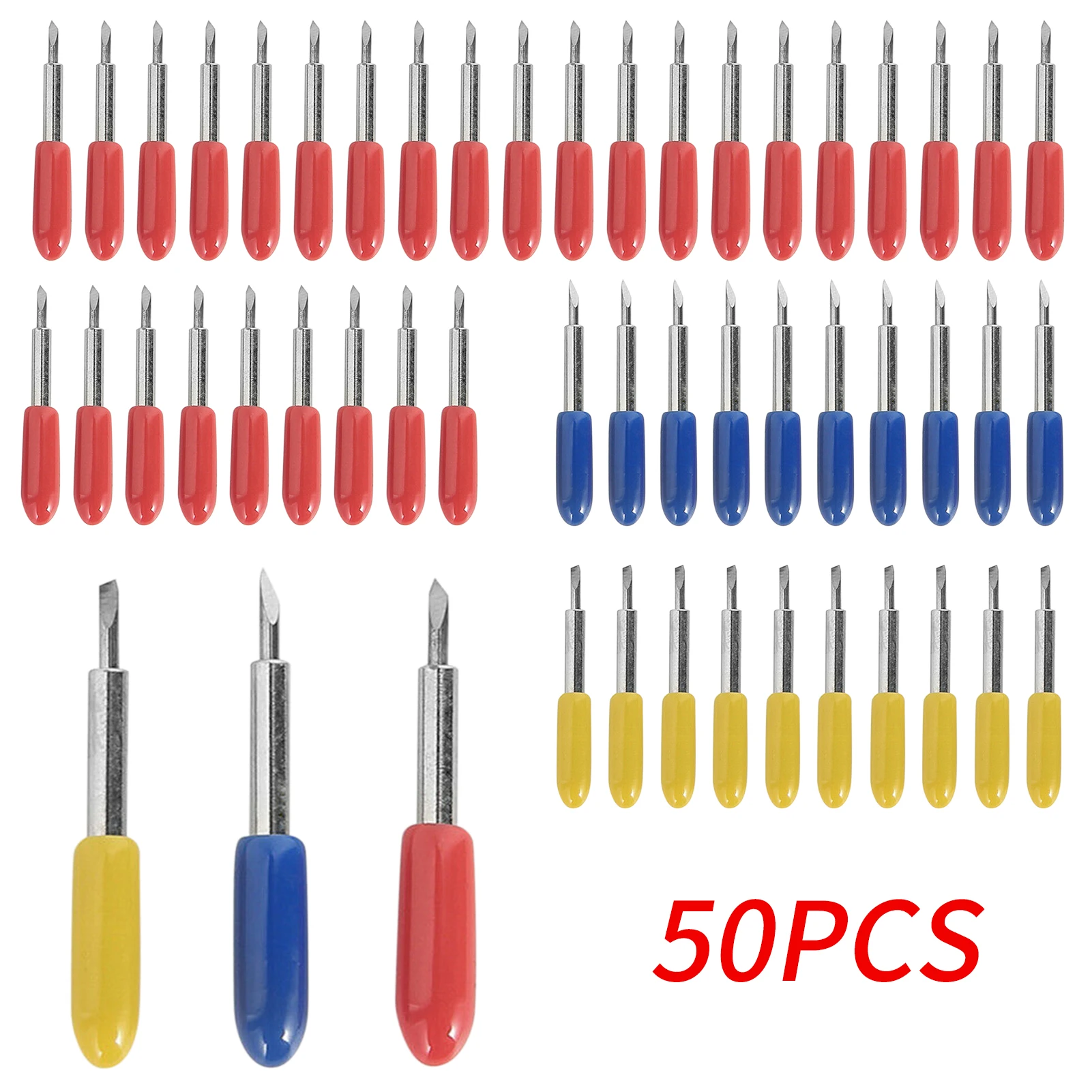 50pcs Replacement Cricut Cutting Blading Vinyl Cutting Bladee 30pcs 45° Standard + 10pcs 30° Shallow + 10pcs 60° Deep Cutting