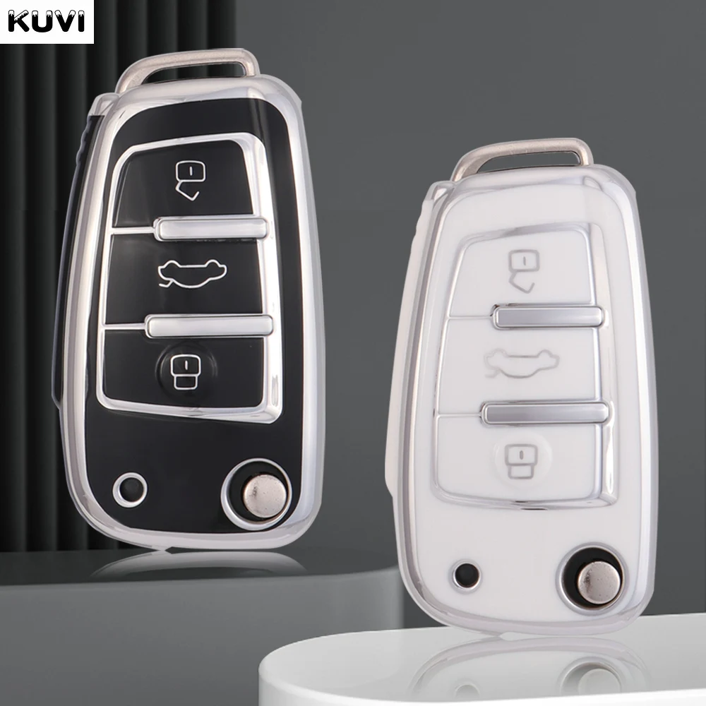 

Fashion TPU Car Flip Key Case Cover Shell For Audi A1 A3 8P 8L A4 A5 B6 B7 A6 A7 C5 C6 4F Q3 Q5 Q7 Q8 TT S3 S4 S6 RS Accessories