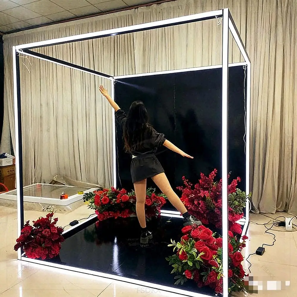 

New Weddings Party Decoration Photography Background Props Metal Magazine Photo Booth Box Backdrop Event Photo Booth Box