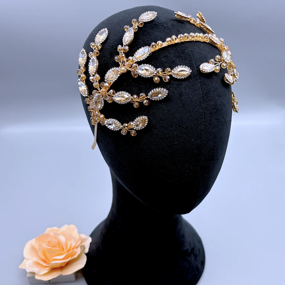 DZ280 3 Colors Rhinestones Crystal Headband BWedding Hair Accessories for Women and Girls ride Headdress Guest Head Jewelry