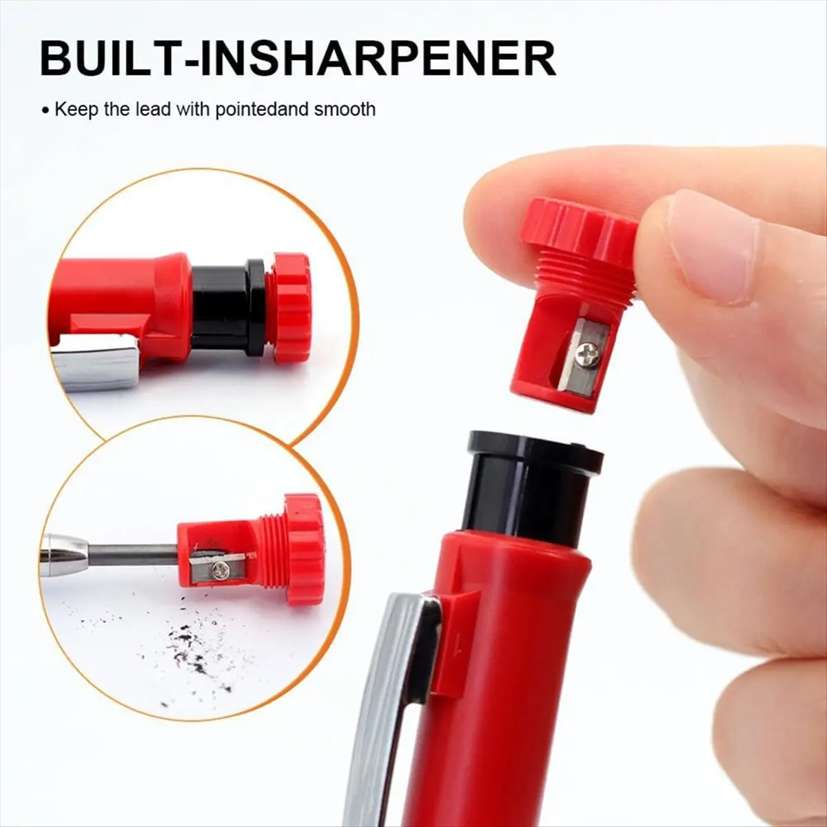 Professional 4-Pen Marking Set - 4 Pens + 24 Leads (Black/Blue/Red/Yellow) - Built-in Sharpeners, Extended Nose