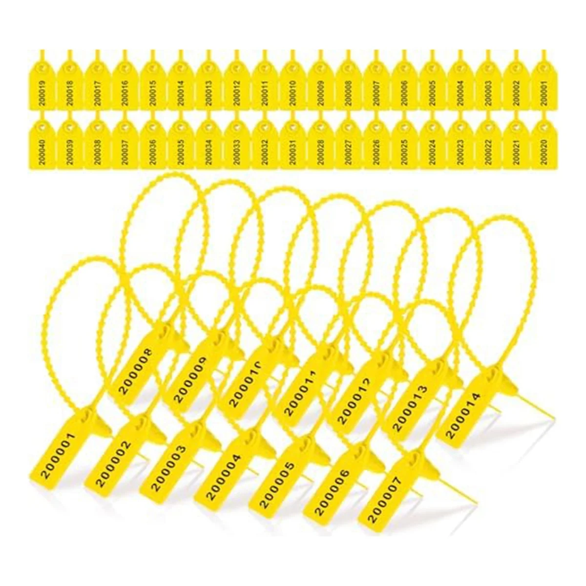 

2000 PCS Plastic Tamper Resistant Seal Label Seal Security Number Zipper Collar 250mm Length Yellow