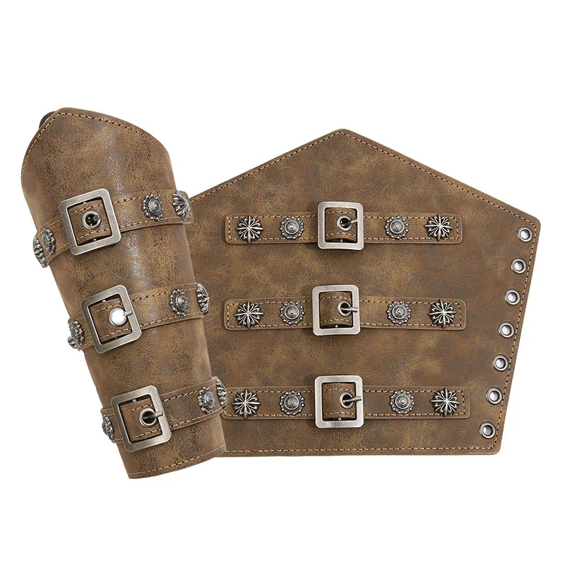 Średniowieczne podgrzewające ramiona męskie sznurowane opaski na rękę Viking piracki rycerz rękawica Bracer Steampunk pancerz przebranie na karnawał akcesoria rekwizyty