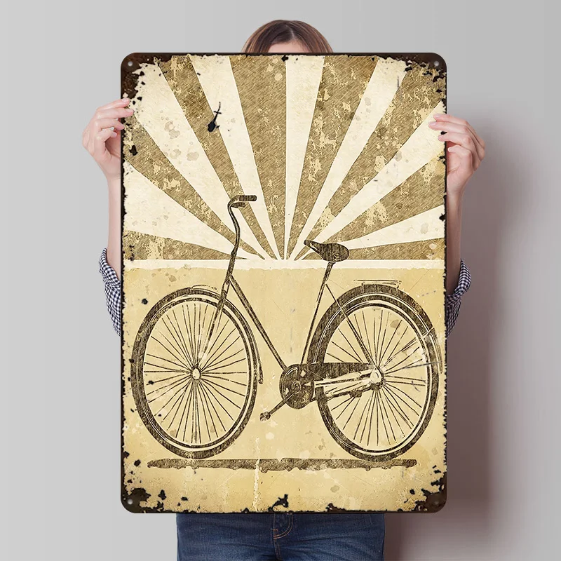 Vintage Fahrrad Blechschild, Individuelles Wandkunst-Poster, Retro Metallschild für Zimmer-Accessoires, Gaming-Dekoration, Zuhause