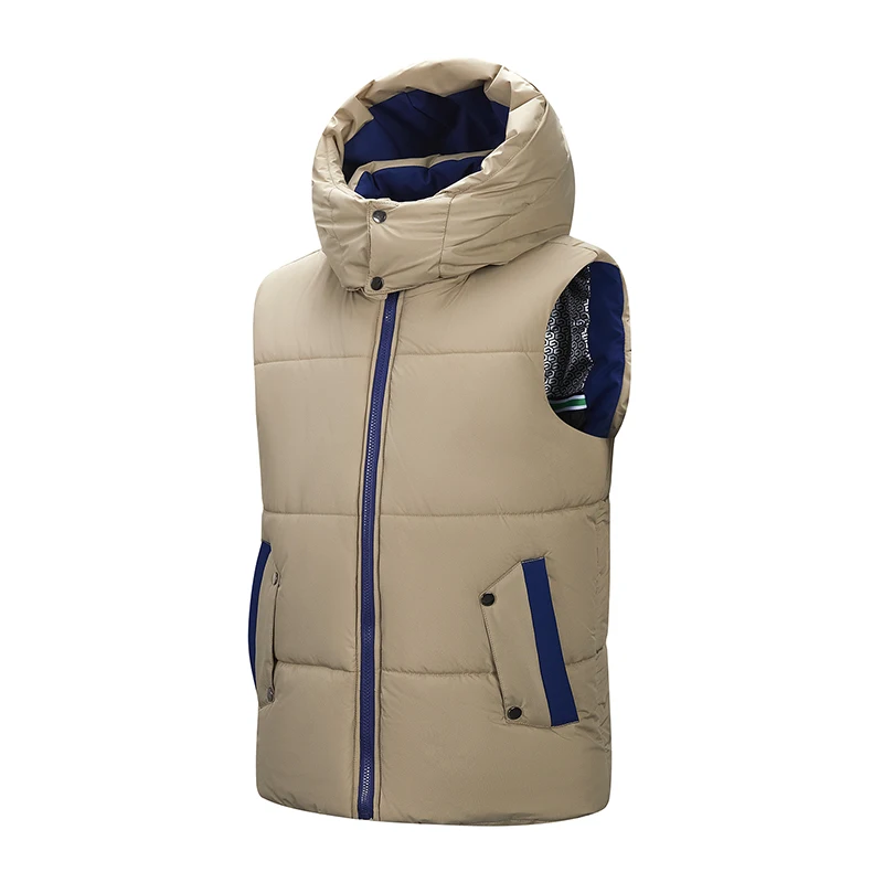 

Solid Color Zipper Men Vests Jackets Casual Thicken Warm Male Cotton Sleeveless Fashion Quality Waistcoat Outdoor Autumn Winter