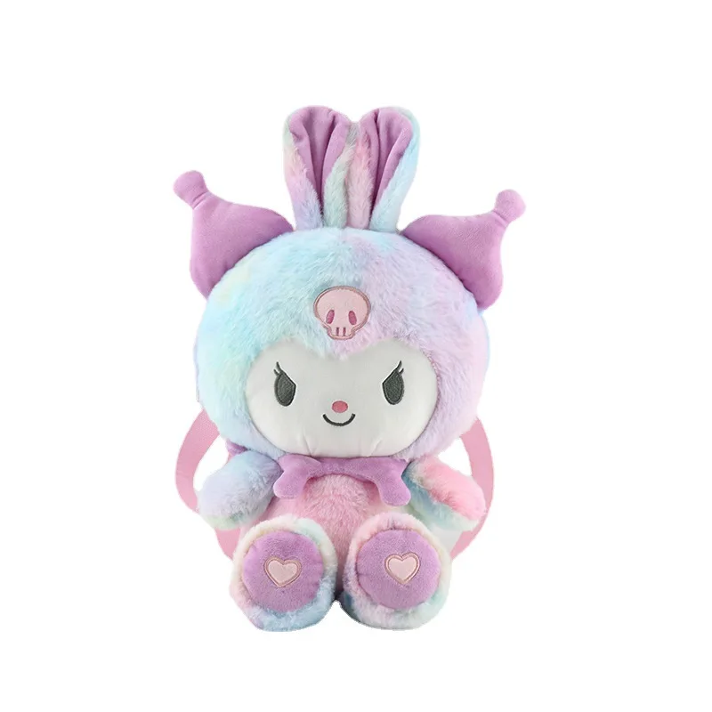 Sanrio original anime kawaii recheado kuromi brinquedo de pelúcia mochila anime macio pelúcia apaziguar meninas boneca brinquedos mochila presente perfeito