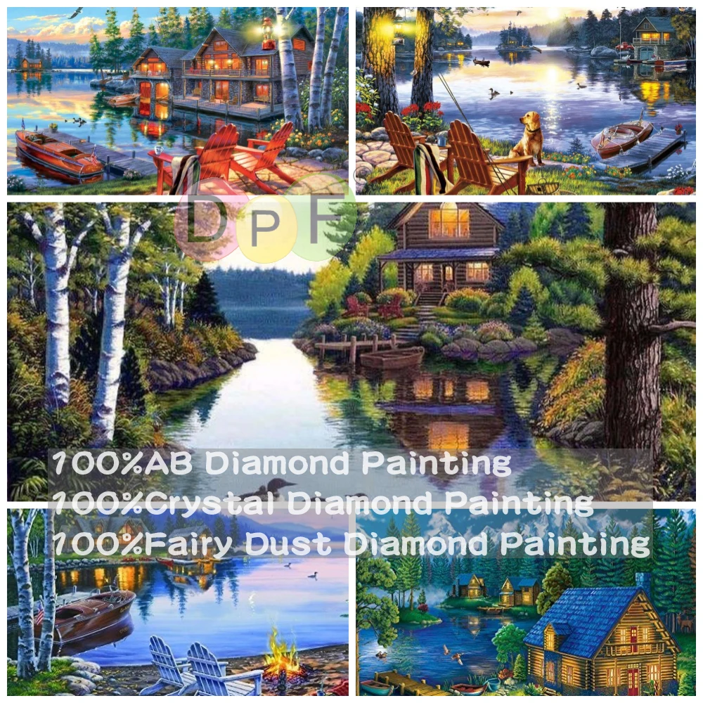 

DPF 100% Full Fairy Dust Drill Crystal AB Diamond Painting Outdoor Scenery Embroidery Art Home Decor Crafts Gift