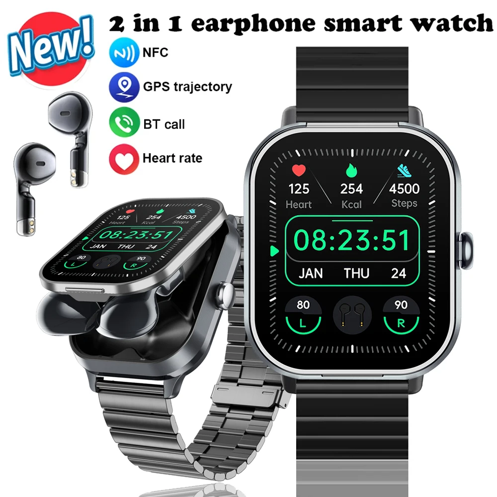 

D8Pro Headphone Smart Watch TWS 2-in-1 Wireless Bluetooth Dual Headphone Connection Mobile Fitness Sports Smart Watch