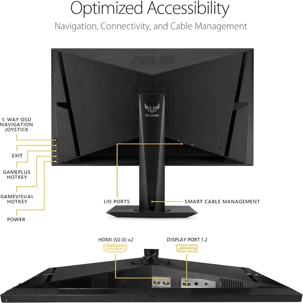 Monitor de jogos HDR, Desfoque de movimento extremo baixo, 27 ", 2K, VG27AQ, QHD, 2560x1440, 165Hz, suporta 144Hz, 1ms