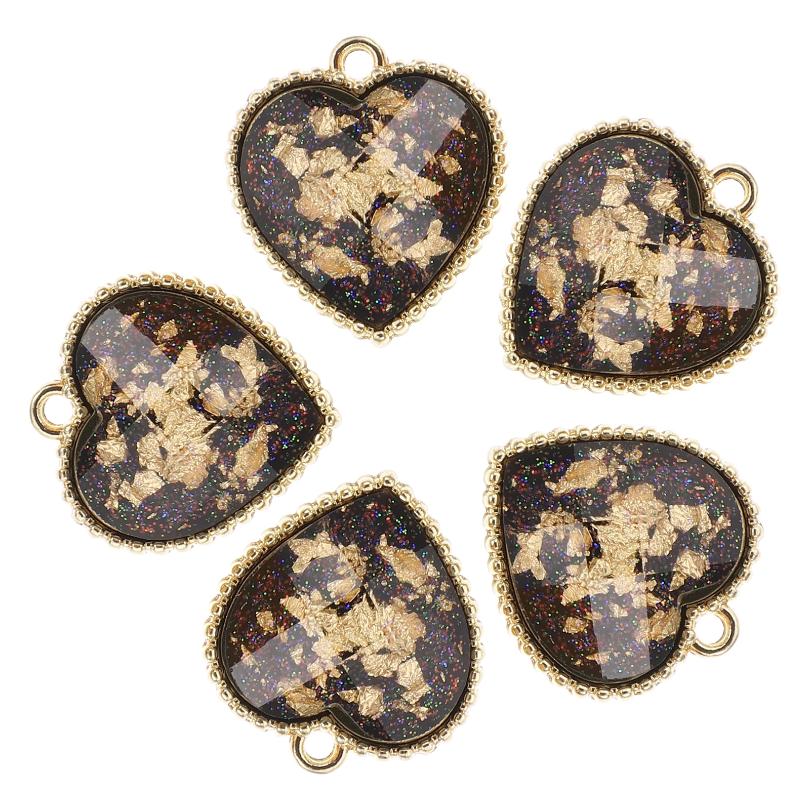 

5pcs Heart Charms Golden Handmade Jewelry Accessories For Earrings Bracelets Diy Shaped Beads Ear Studs Pendant