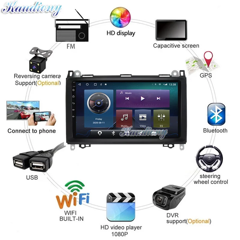 Kaudiony Android 11 For Mercedes Benz B200 W203 S203 C180 W208 W906 W639 W169 W245 Vito Car Radio DVD Player Auto GPS Navigation