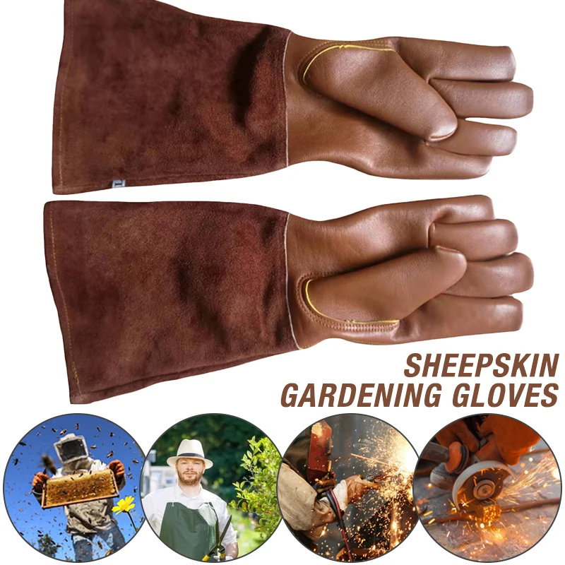 S-XL Gardening Gloves Rose Pruning Thorn Cut Proof Bushes Long Sleeve Leather Floral Gauntlet Welding Protection Gloves