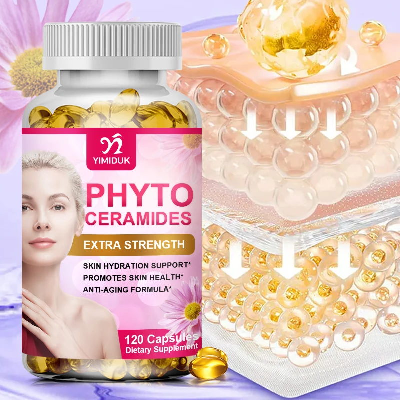 Phytoceramides Capsules Natural Anti-Aging Skin & Hair Vitamins for Collagen Boost & Rejuvenation Vitamins A, C, D, E Supplement