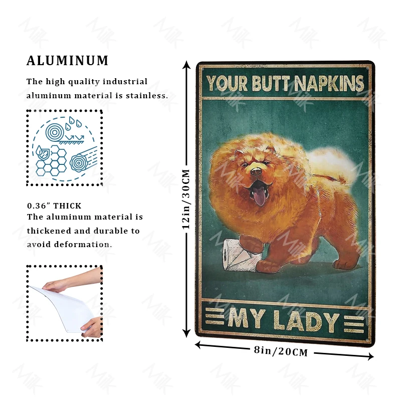 Chow Chow Dog Metal Tin Signs Vintage Wall Decor Retro Art Tin Sign decorazioni per Home Bar Pub Cafe Farm Room Poster in metallo