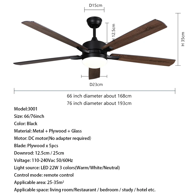 Imagem -05 - Led Ventilador de Teto com Controle Remoto Ventilador de Teto Lâmpada Luzes do Telhado Decoração Moderna e Interior Lâmina de Madeira Compensada