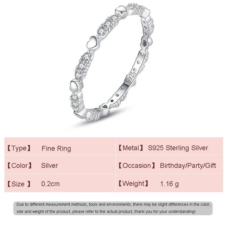 JIALY Sparkling European Simple Heart AAA Zircon S925 Sterling Silver Finger Ring For Women Birthday Party Wedding Jewelry