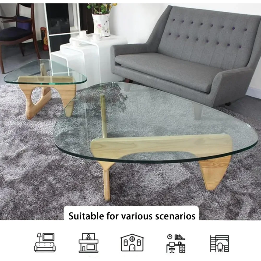 모던 유리 커피 테이블, 32.68 D x 22.44 W x 15.75 H, 거실 및 홈 오피스용 추상적인 원형 티 테이블