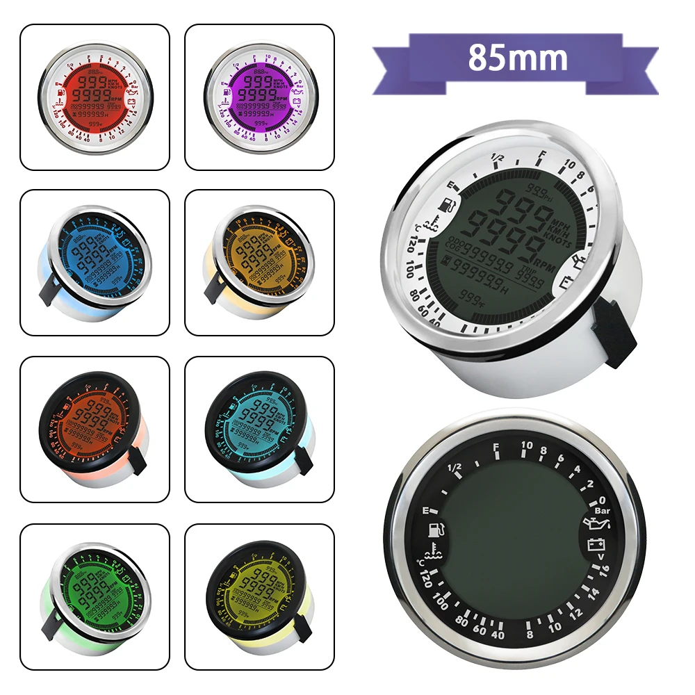 

Rhaxel 85 мм Автомобиль Грузовик 6 в 1 Многофункциональный датчик GPS Спидометр Тахометр Температура воды Уровень топлива Давление масла 12 В 24 В Вольтметр