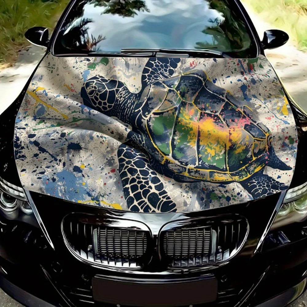 

Sea Turtle, Inkblot, Ocean, Cool, Purple-blue, Colorful, Artistic, Gift;Car Hood Decal Sticker, Motorcycle and Truck Decal, Self