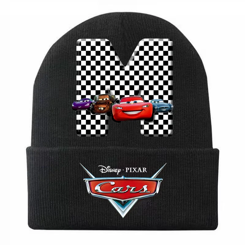 Disney Cars Lightning McQueen 26 English Letters Printed Hat Winter Warm Children Hat Knitted Cap Beanie Hat Girl Boys Hats Gift