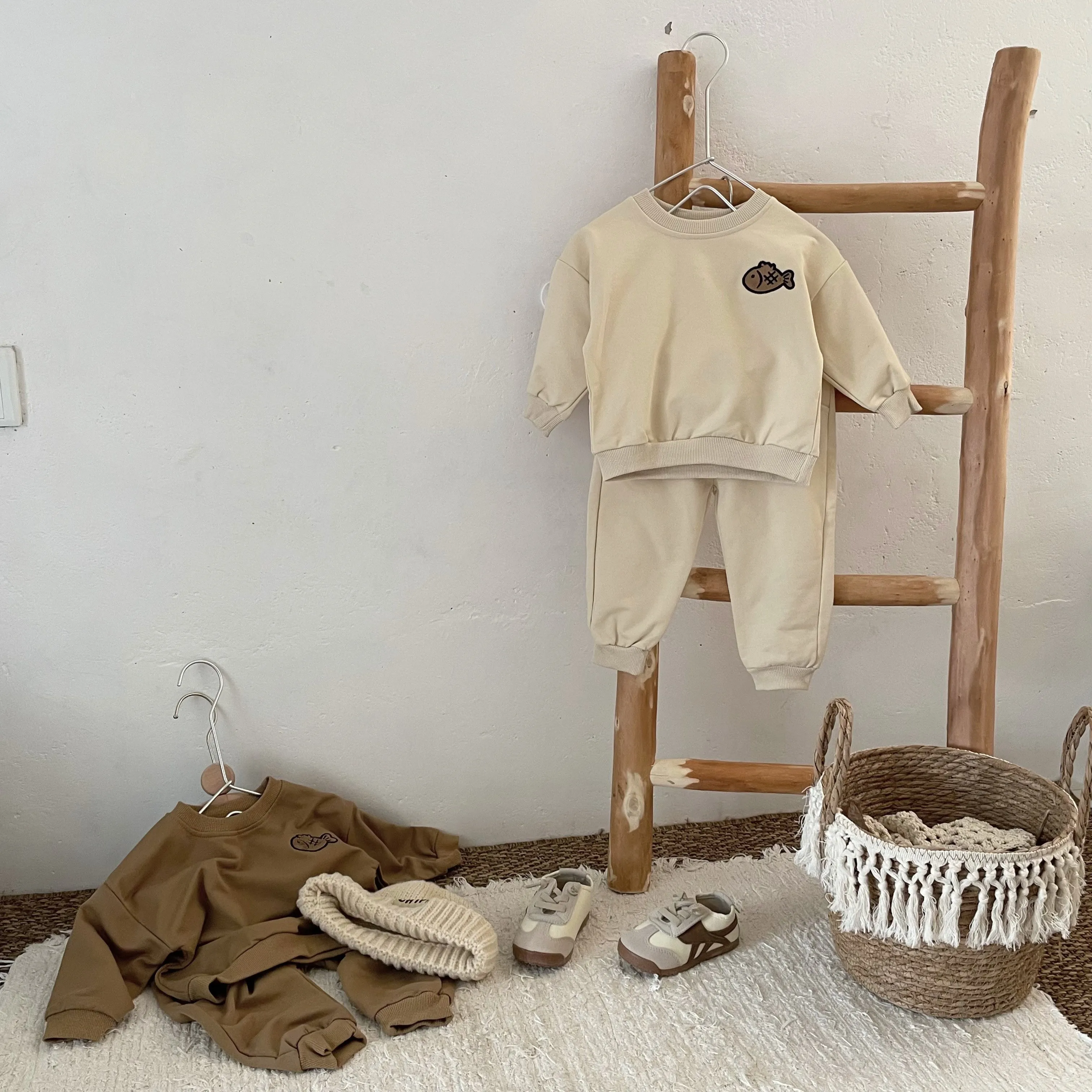 100% Cotton Kids Clothing Set Toddler Baby Girls Boys Fish T-Shirt Tops+ Pants Outfits Set Baby Boy Clothes Set Spring Autumn