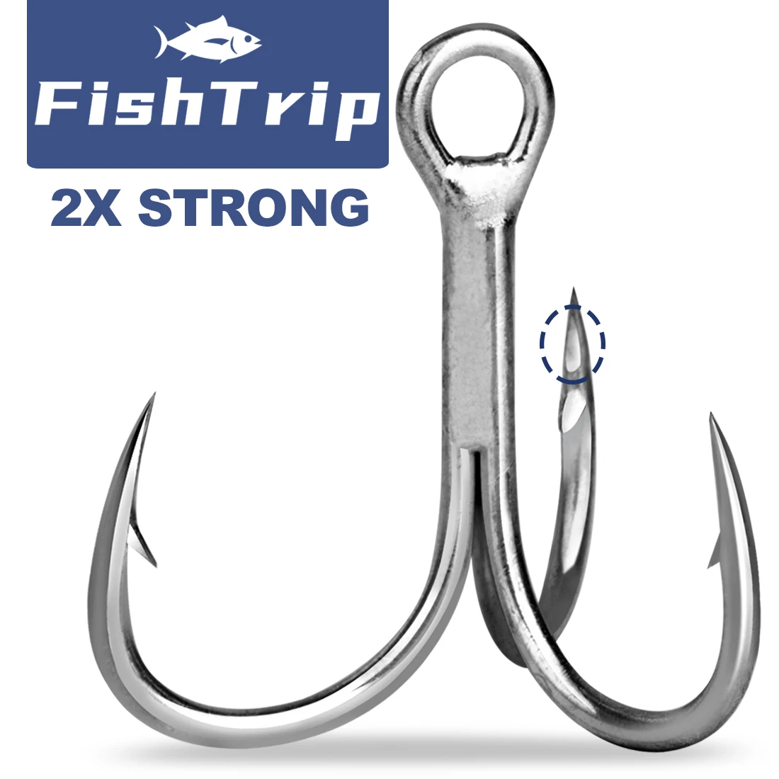 FishTrip Treble Hook Saltwater Fishing Triple Hook Lures Hook High Strength High Carbon Steel for Saltwater and Freshwater