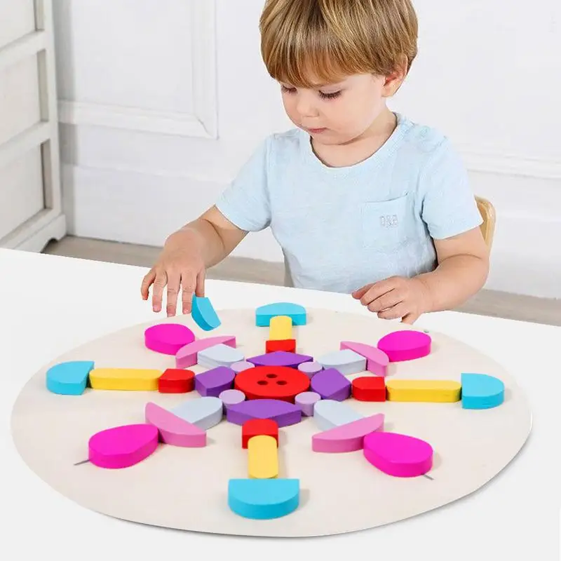 Bouwstenen Set Houten Puzzelblokken Kids Producten Natuurlijke Comfortabele Set Educatief Speelgoed Verschillende Kleuren Voor Kinderen Meisje