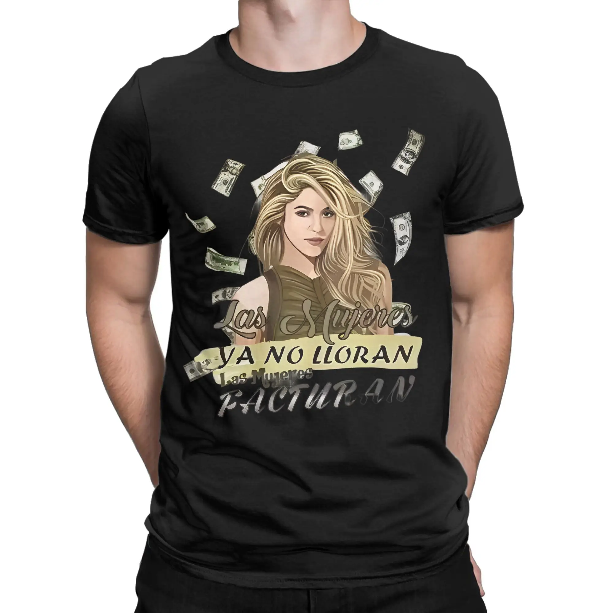 Vintage Shakira  T Shirt Men O-neck Short Sleeve Top Tee Las Mujeres Ya No Lloran 100%Cotton Summer Tops