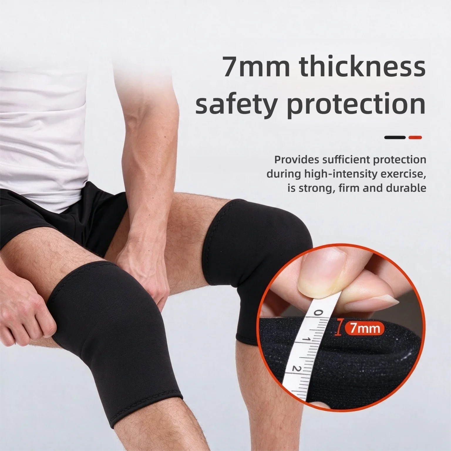 7mm Stiff Knee Sleeve,Professional Neoprene Knee Pad For Weight Lifting,Sport Safety Power Lifting Support Knee Joint Protection