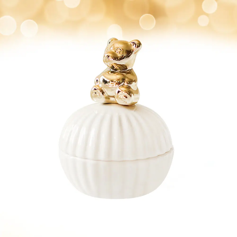 Gold Ceramic Jewelry Box – Portable Small Storage for Rings, Earrings, Wedding Candy & Home Decor