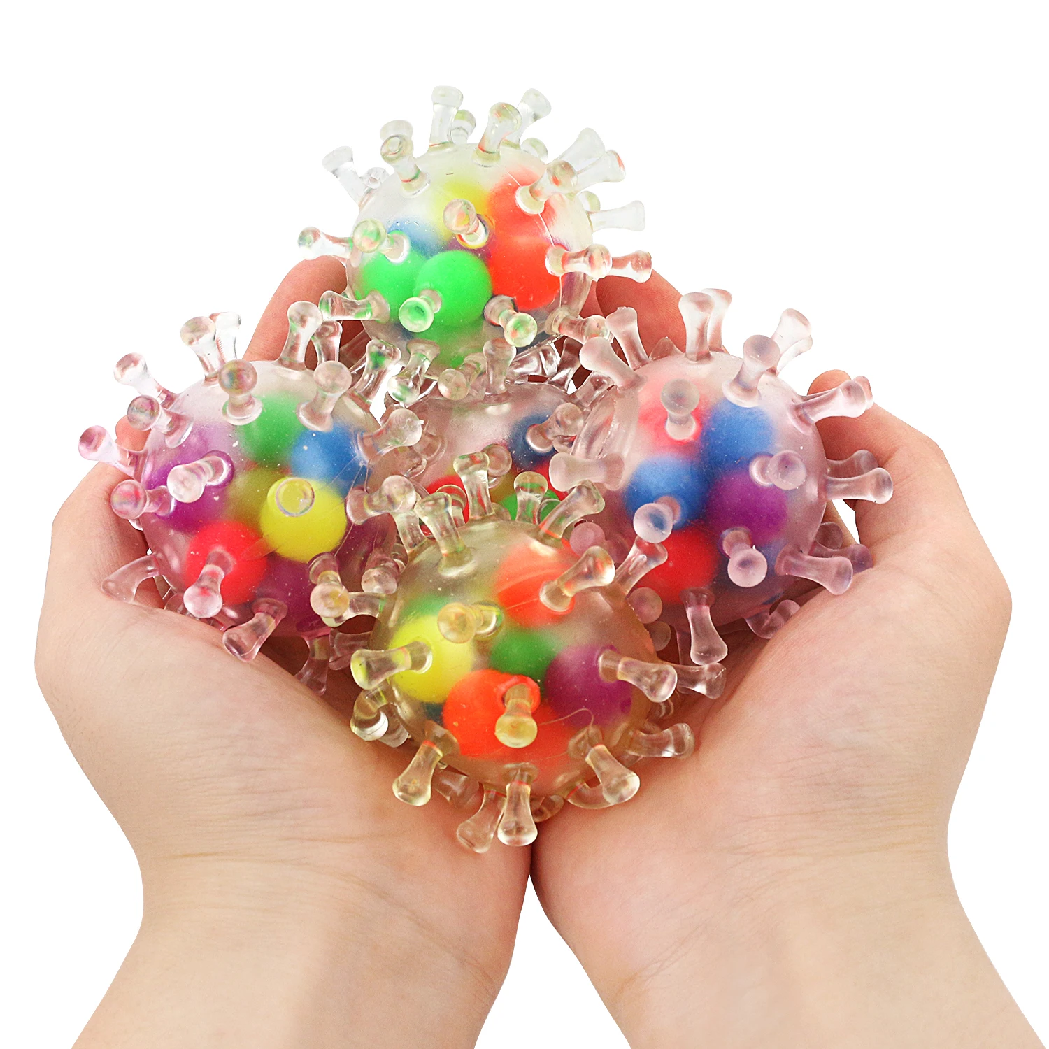TPR Burr Rubber Rainbow Ball New Unique Stress Relieving Toy Color Ventilatory Ball Pinch Music