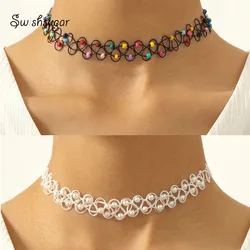 Colorful Rice Beads Elastic Tattoo Choker Necklace Personality Neck Chain Jewelry Neck Wear