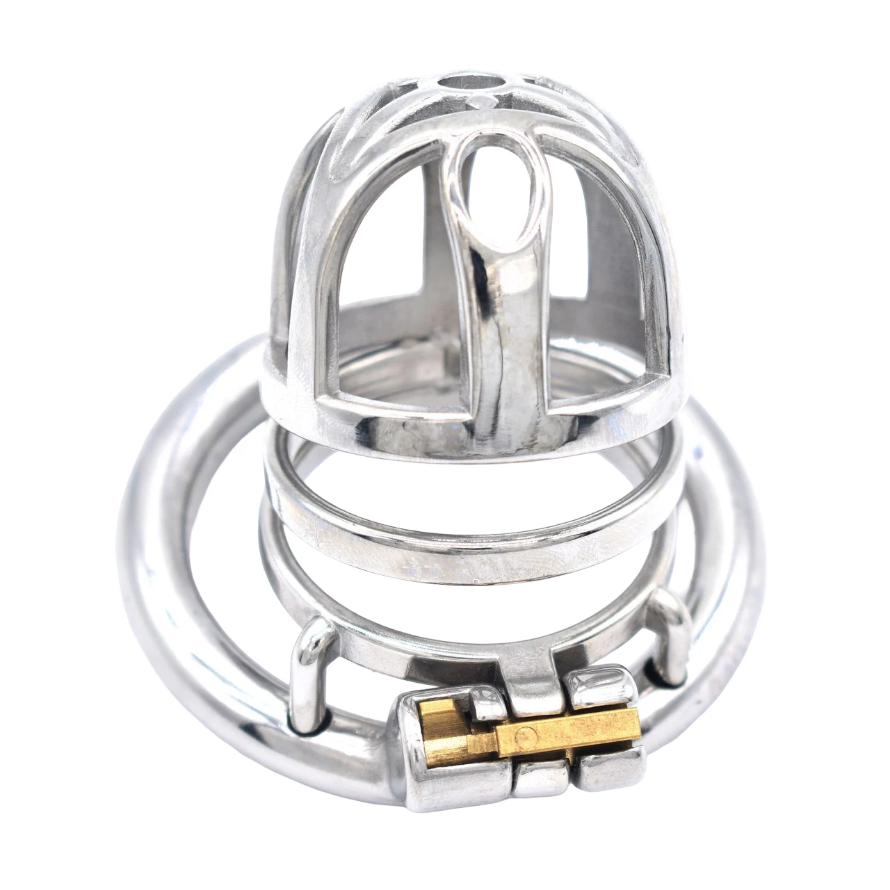 FRRK قيود القضيب المثيرة مجرى البول قفل خواتم الديك الفولاذ المقاوم للصدأ العفة قفص قوس القضيب الخصية القيود والعتاد العفة #5