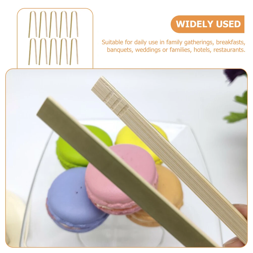 

10pcs Bamboo Food Tongs Heat-Insulating Handle Comfortable Grip Multi-Function Grill Tong For Bbq Camping Outdoor Dining
