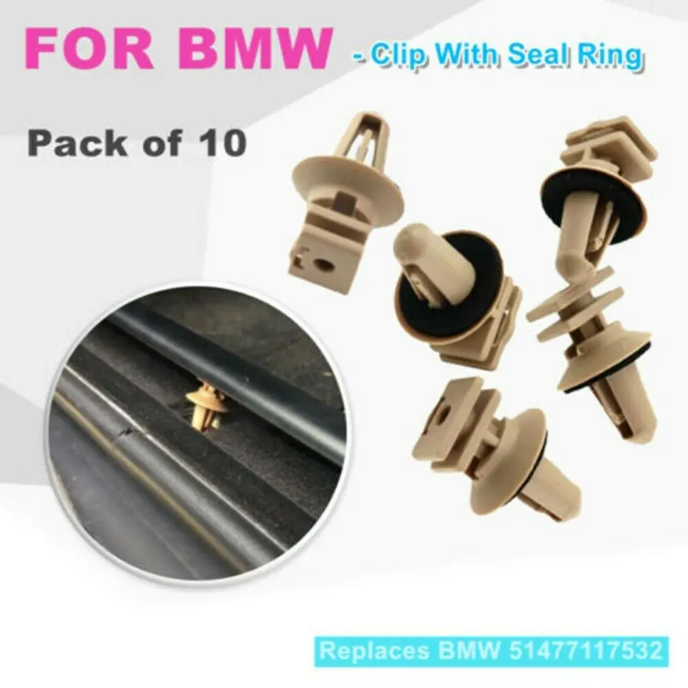 

10pcs Car Interior Plastic Clips Trims On Sill Door Entrance Clips Nylon Fastener Clip For BMW PA66 51477117532 Fits 10mm Hole