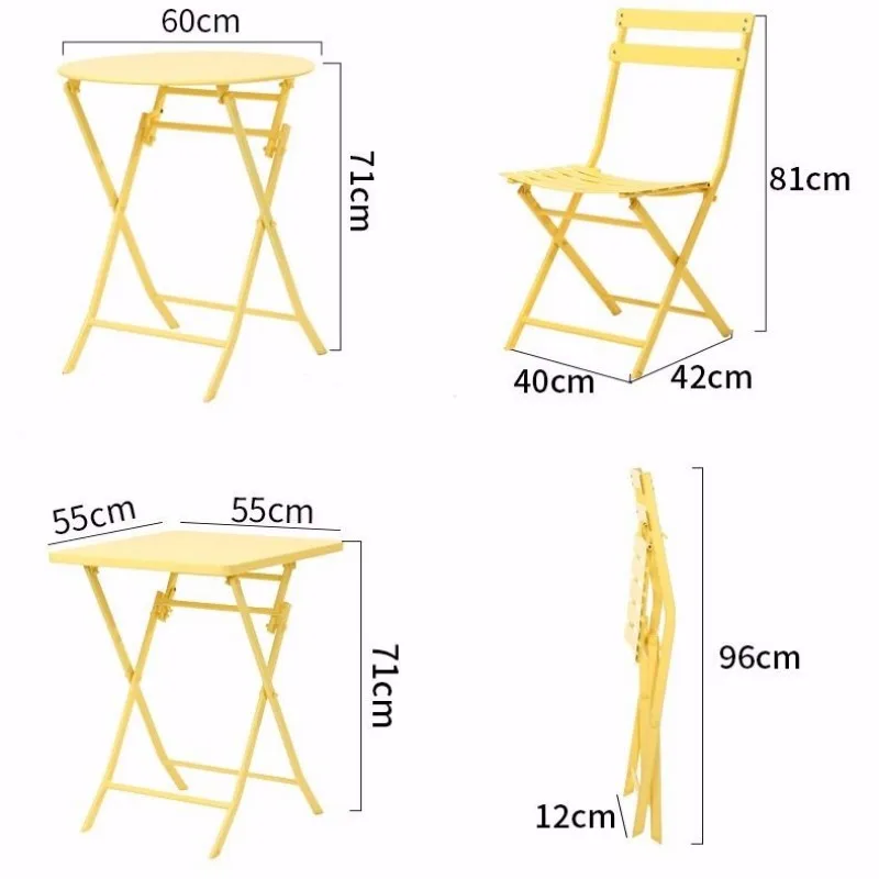 Conjunto de mesas dobráveis para pátio ao ar livre Ferro forjado moderno Mesa de café casual pequena Cadeiras modernas de varanda 3 conjuntos