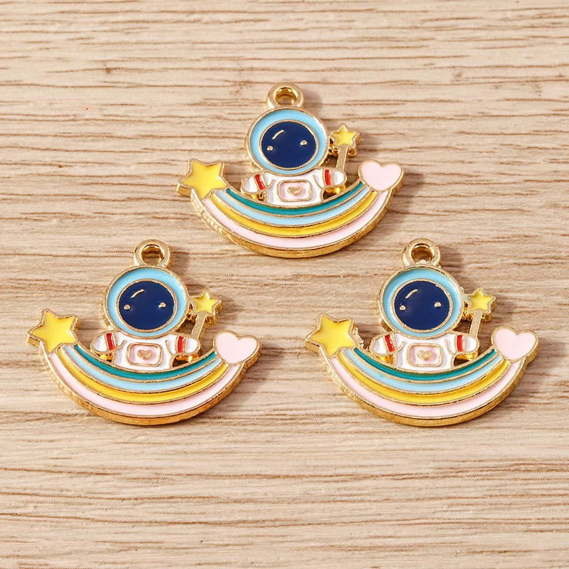 Tusember 10 Stück süße Galaxy Mond Schiff Astronaut Charms für DIY handgefertigten Schmuck Halskette Ohrringe Schlüsselanhänger Anhänger – Detail 6