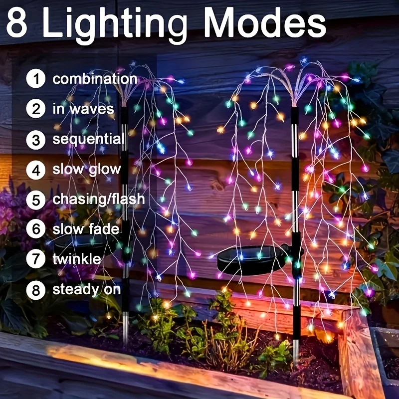 1 قطعة الألعاب النارية بالطاقة الشمسية ضوء الأرض 120/200 LED الملونة في الهواء الطلق ضوء الزخرفية للحدائق ساحات الممشى المروج #4