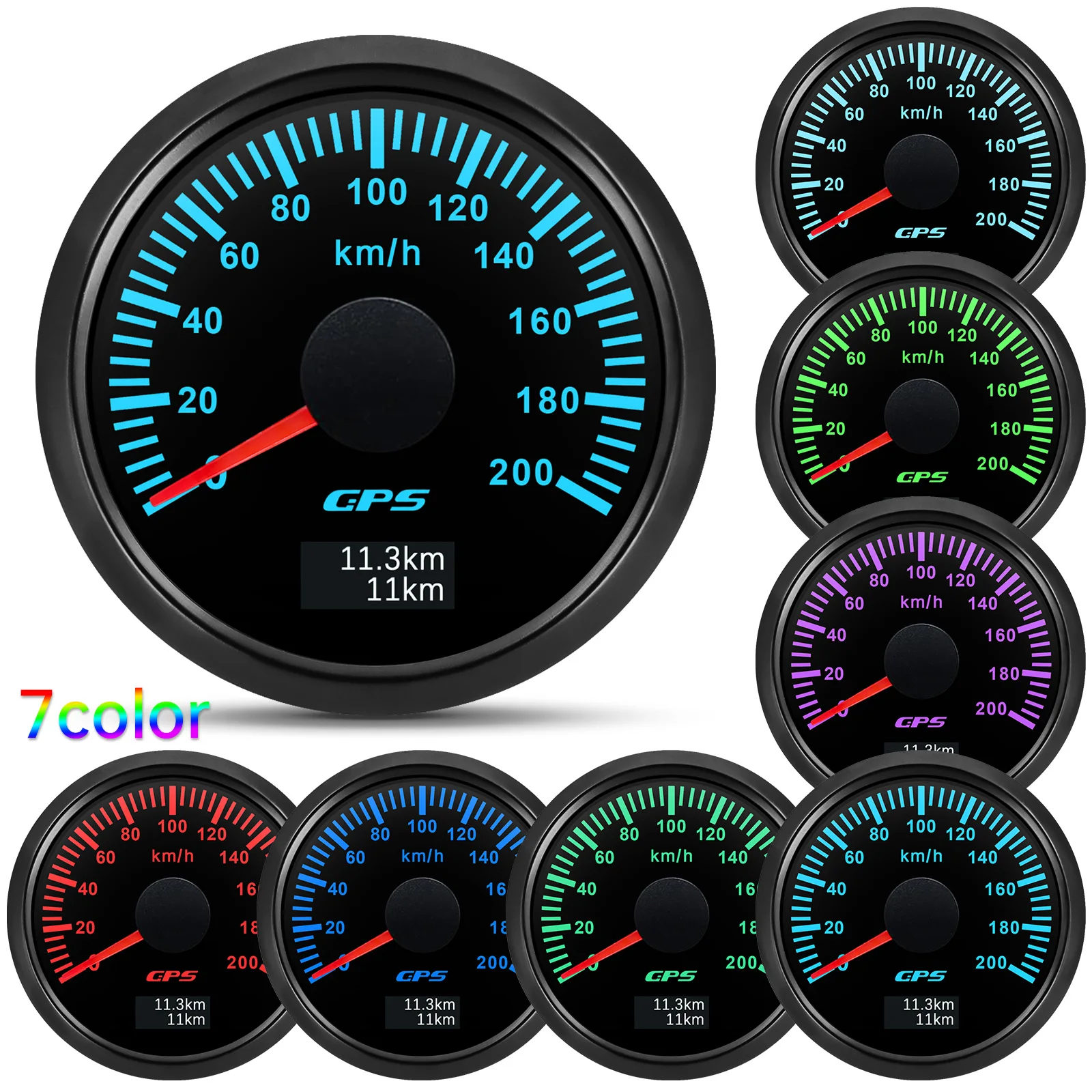30/60/80/120/200 km/h 52 mm digitales GPS-Tachometer mit Antenne, Boot, Auto, Geschwindigkeitsmesser, 7-Farben-Hintergrundbeleuchtung, 12 V, 24 V – Detail 25