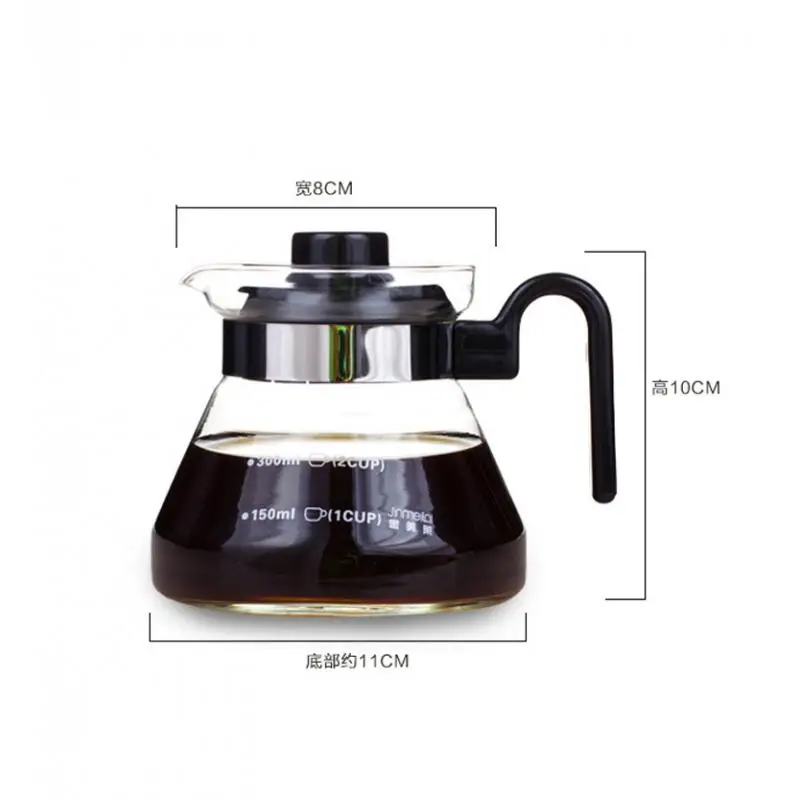 High Quality Glass Coffee Pot 300ml with Spout and Wave Design for Programmable Coffee Maker and Tea Brewing at Home