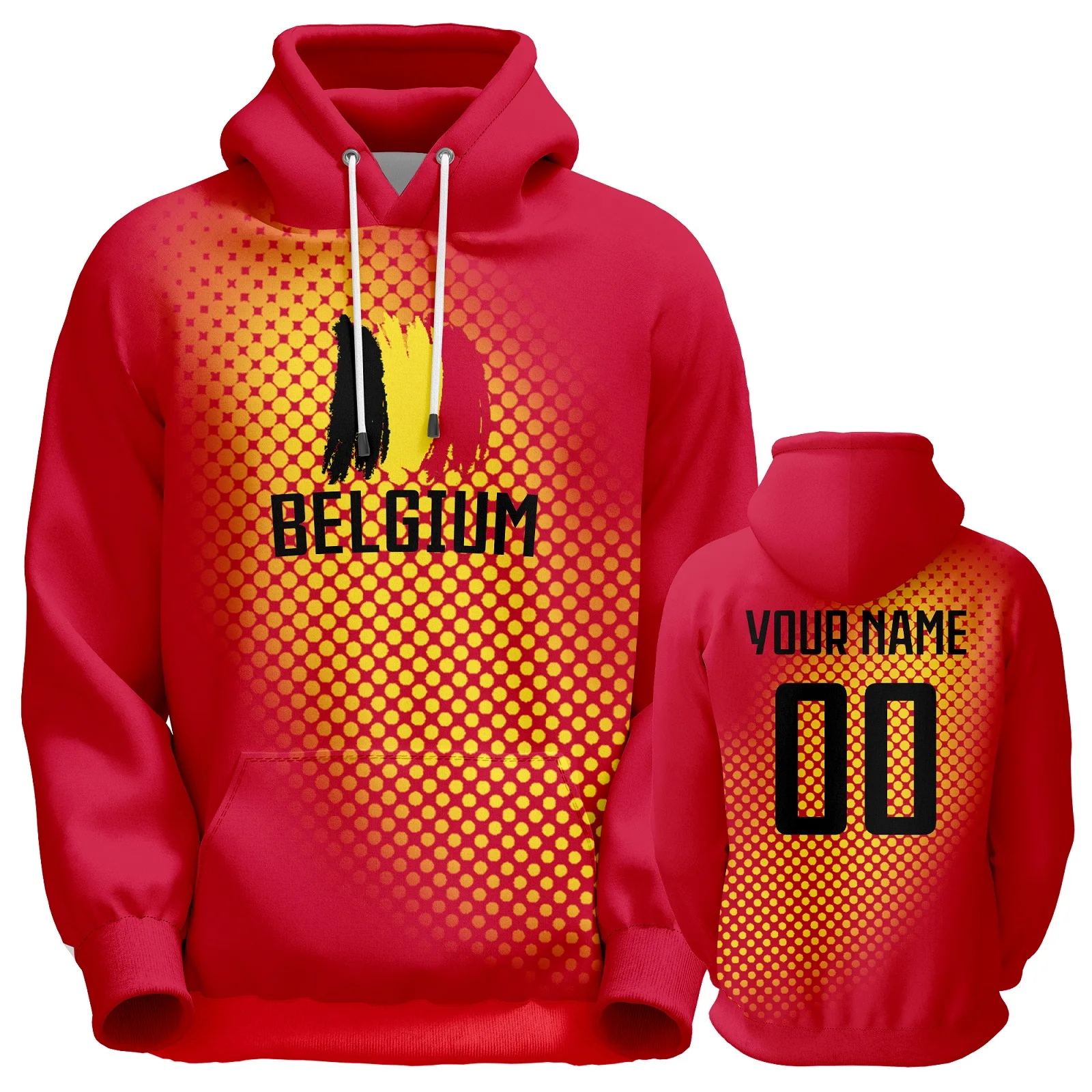 Custom Belgium Soccer Hoodie for Men Women Youth Red Football Sweatshirts Personalized Printed Name Number Pullover Fans Gift