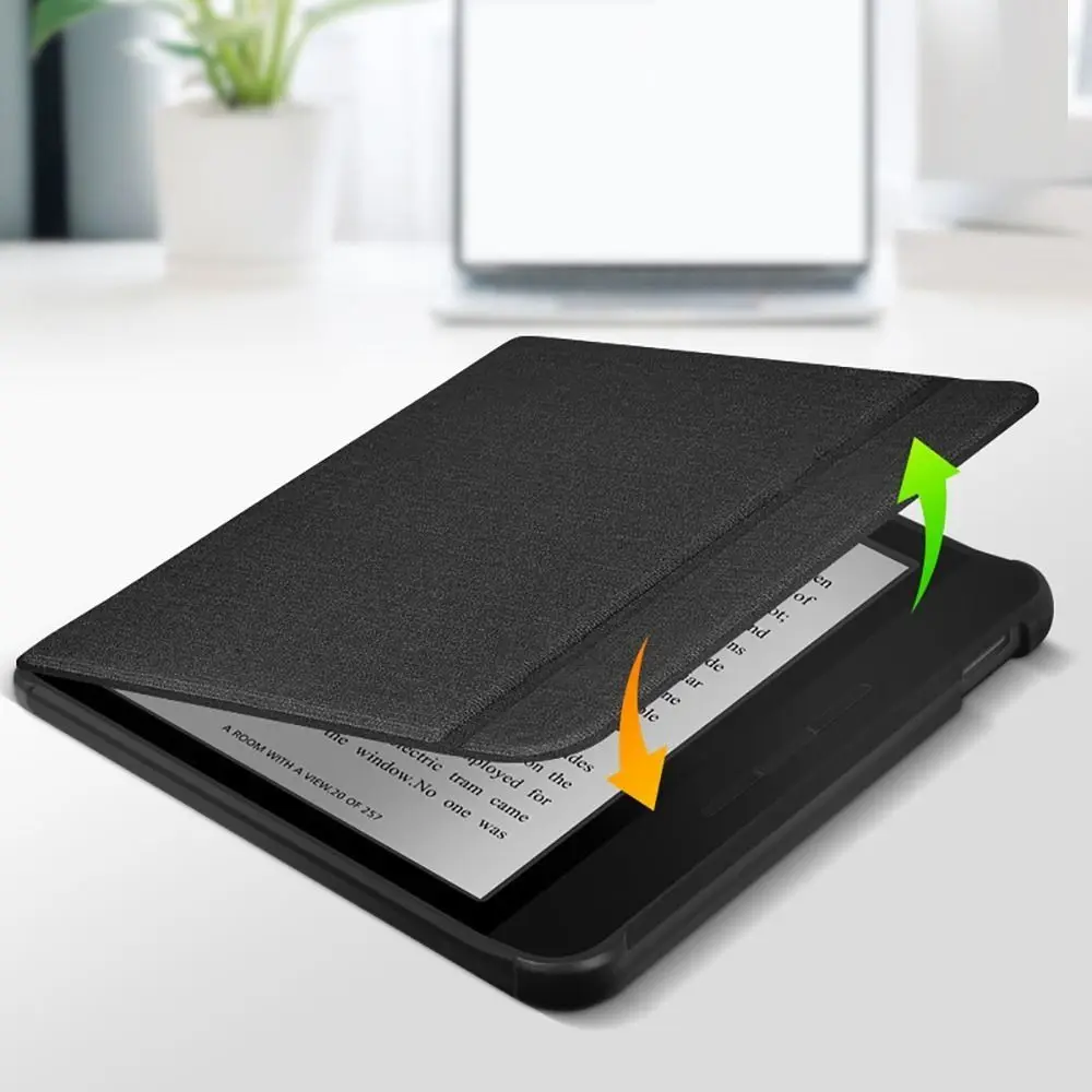 

7 inch eReader Case Hand Support Auto Sleep/Wake Protective Shell TPU Linen Texture for Rakuten KOBO Libra Colour 2024