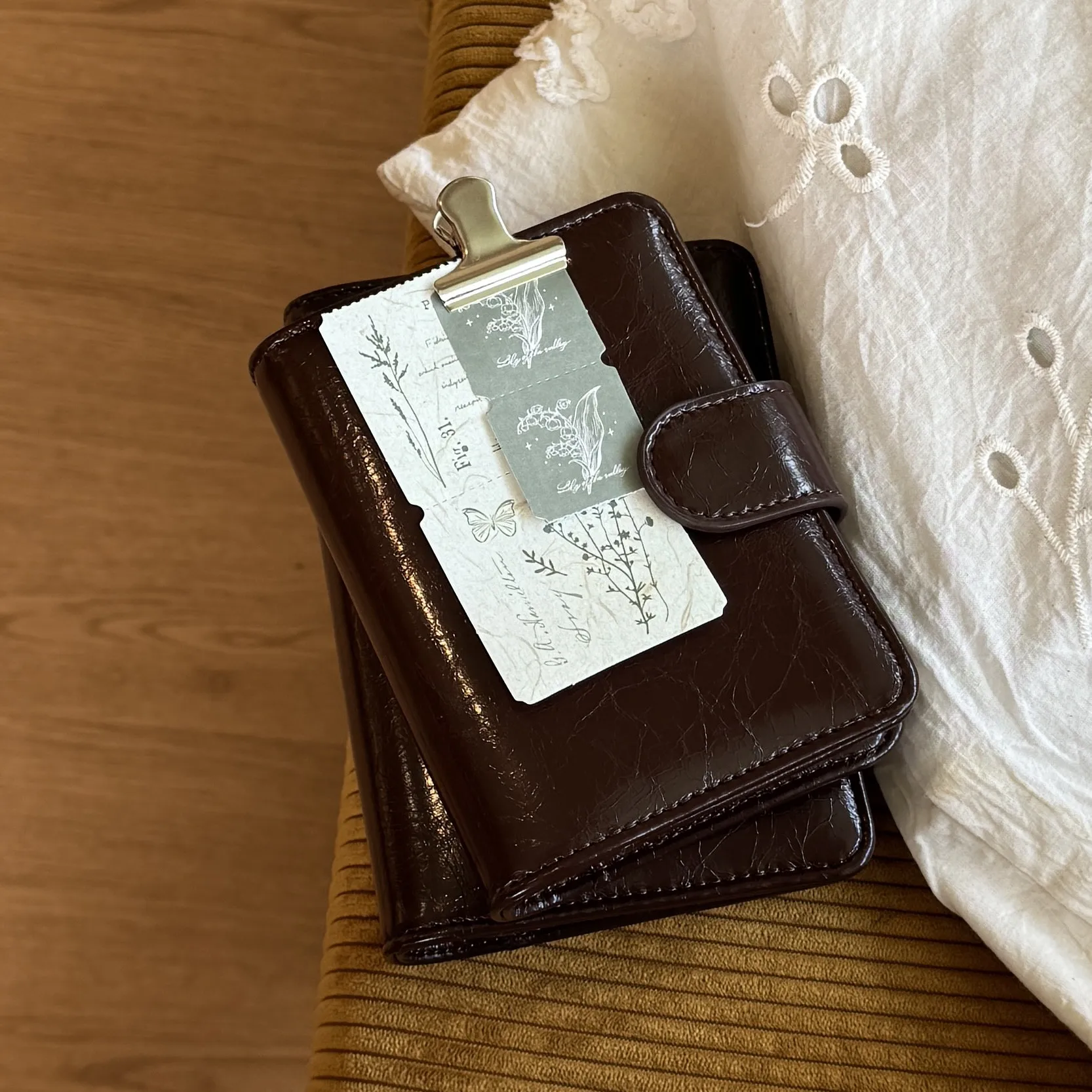 Vintage Brown M5/A7/A6/A5 Binder Refillable Journal Notebook PU Leather Portable Snap Button Planner Handbook