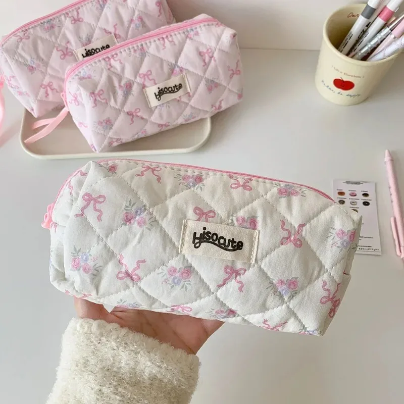 Back To School Pencil Case INS Pink Sweetheart Bow Aesthetic Oxford Stationery Bag Pouch Stationery Kawaii School Supplies 2026 - Image 2