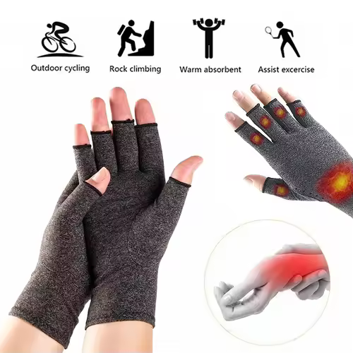 GOMOREON 1Pair Arthritis Gloves Women Men, Carpal Tunnel, Rheumatiod, Tendonitis, Fingerless Hand Thumb Compression Gloves - Image 5