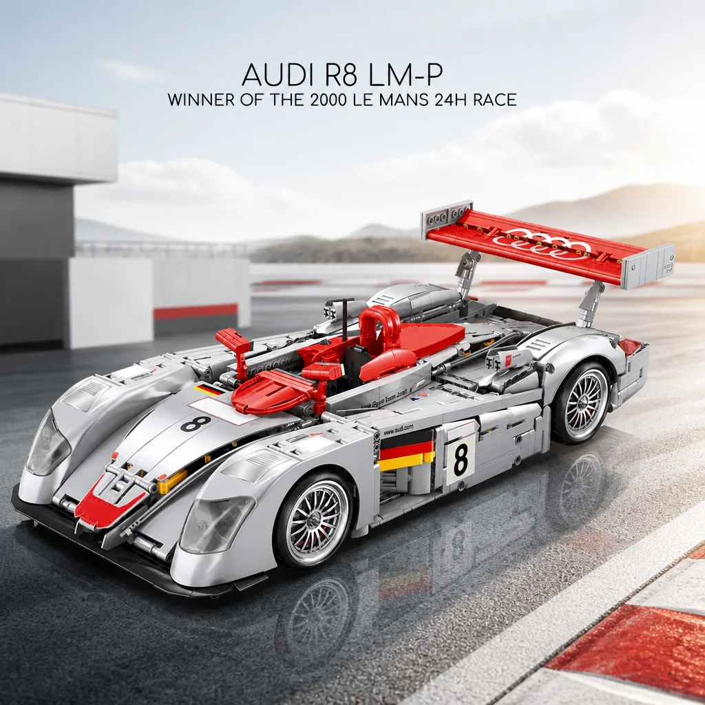 Image of Klemmbausteine Technical R8 LMP 2000 1:10 Rennwagen Supercar Bausteine Sport Hypercar Fahrzeug Modellbausatz für Erwachsene DIY Auto-Fan-Geschenk 2426 Teile