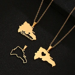 Fashion Dominican Map Pendant Necklaces Stainless steel Gold Color Men Women Dominican Ethnic Map Jewelry Gift