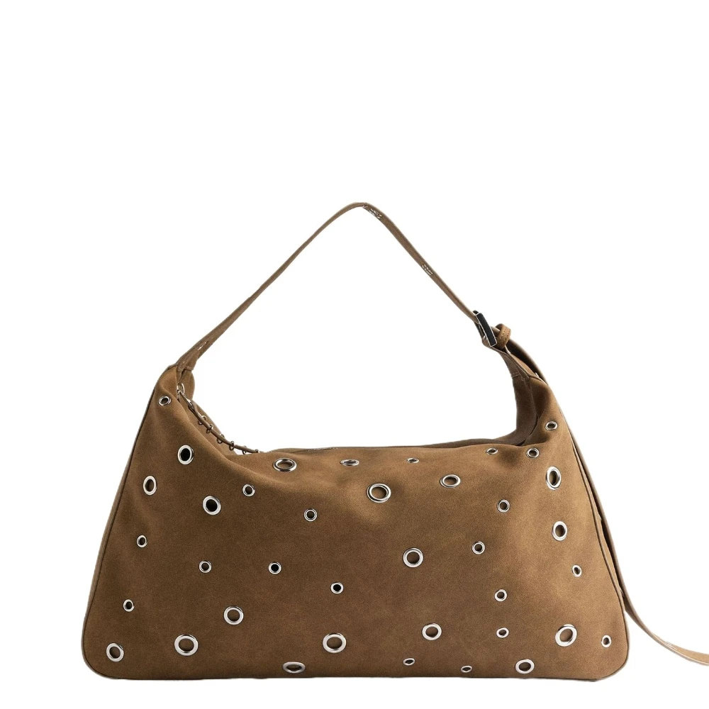 Women Hollow Out Tote Bag Large Capacity Retro Shoulder Underarm Bag Fashion Handbag