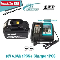 Batería de herramienta eléctrica japonesa Makita, 18V, 6,0 Ah, DDF487, DGA404, DTW700, DHP487, reemplazo de batería de carga LED