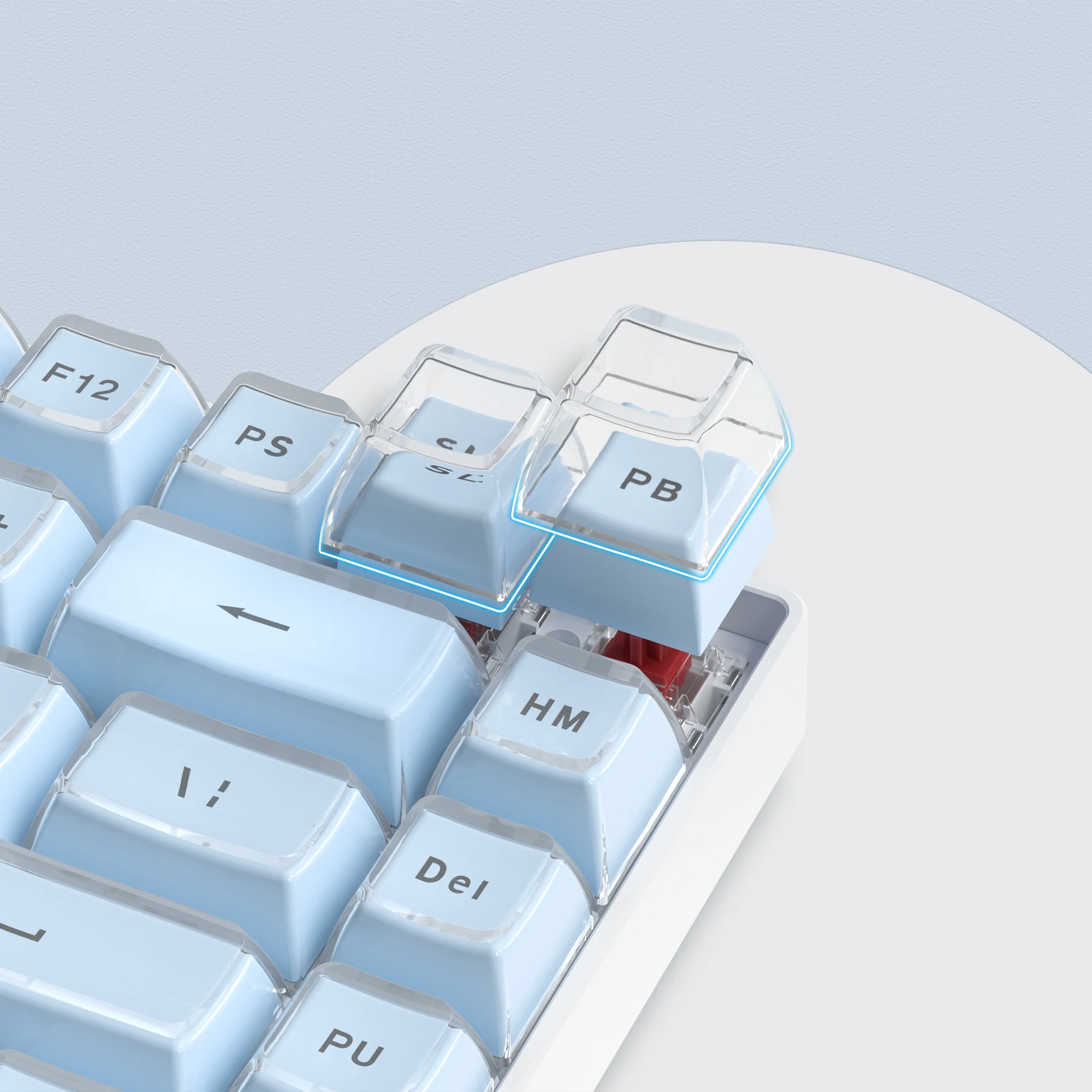 113 Key Blue Jelly Top Print OEM Profile Keycap Ice Crystal Translucent Key cap for Cherry MX 61 68 104 Mechanical Keyboard